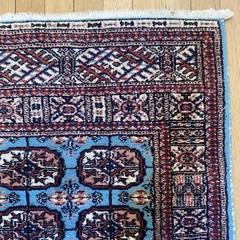Vintage Rug 2′ 1 x 3′ 4 Blue Hand Knotted Oriental Rug Bokhara