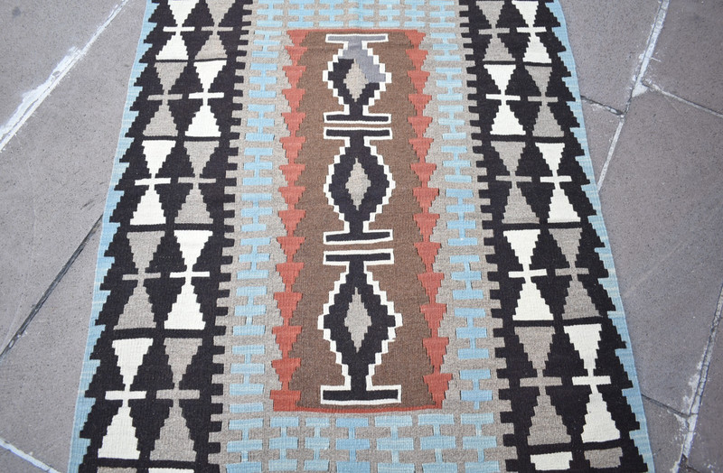 Vintage Turkish Rug 42'' x 63'' Flat Woven Kayseri Rug Home Decor Wool Rug gallery