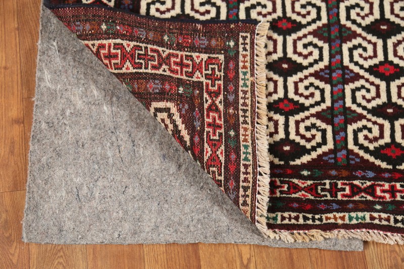 Ivory Geometric Wool Balouch Afghan Oriental Rug 3x4 ft Handmade Foyer Carpet gallery