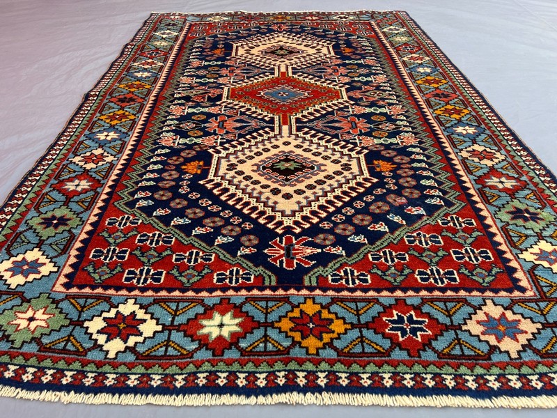 3'7x5'5 ft Vintage Afghan Baluchi Hand-Knotted Wool Geometric Area Rug gallery