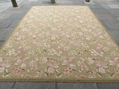 Vintage Hand Made French Design Wool Green Large Original Aubusson 366X264cm
