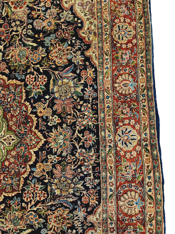 Kazvin Medallion rug, Navy Ivory Red & Green - 6'6" x 9'4" gallery