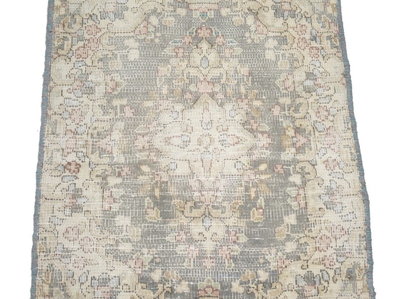 Antique Distressed Wool Rug Vintage Classic Floral Oriental Carpet 1'6X2'0 ft gallery