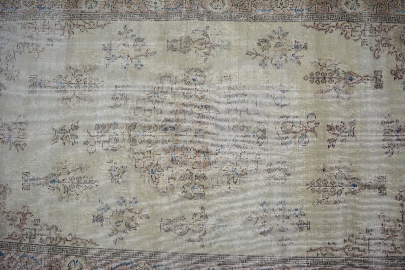 Turkish Vintage Rug, 3.7x6.5ft, Beige Handmade Rug, Antique Oriental Beige Rug, gallery