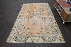 Oushak 5×9,Turkish Rug,vintage,anatolian,ORANGE,kilim,Bohemian,handmade,wool