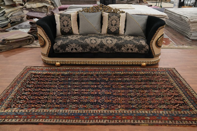 Pre-1900 Hand-made Wool Tribal Traditional Vegetable Dye Rug Antique Carpet 5x9 gallery