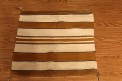 3′ x 3′ American Indian Navajo Rug Vintage Authentic Hand Woven Orange Red