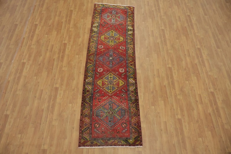 Traditional 10 ft Runner Rug 3x10 Wool Hand-made Tribal Geometric Vintage Carpet gallery