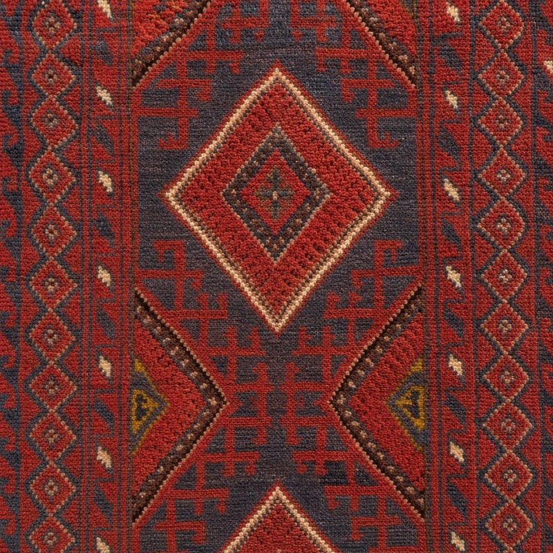 Vintage Afghan Baluchi Wool Runner Rug Hand Knotted Medallion Red Blue 2x8 Feet gallery