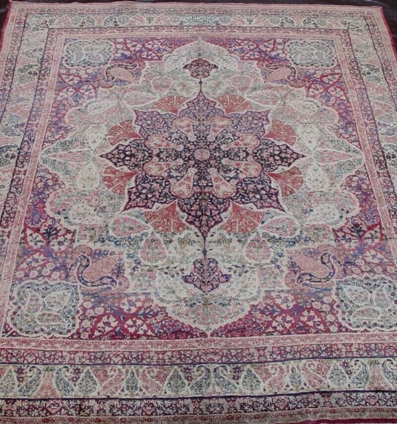 EXCELLENT ANTIQUE 1850s KERMANN HAND-KNOTTED WOOL SIGNED ORIENTAL RUG 8' x 10' gallery