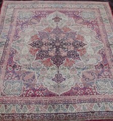 EXCELLENT ANTIQUE 1850s KERMANN HAND-KNOTTED WOOL SIGNED ORIENTAL RUG 8′ x 10′