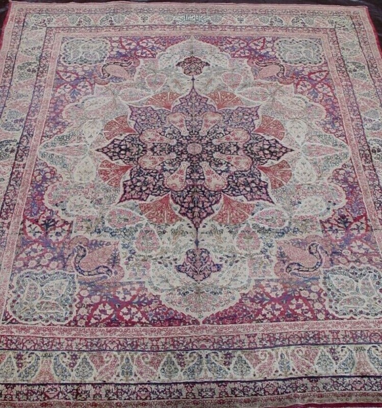 EXCELLENT ANTIQUE 1850s KERMANN HAND-KNOTTED WOOL SIGNED ORIENTAL RUG 8' x 10' gallery