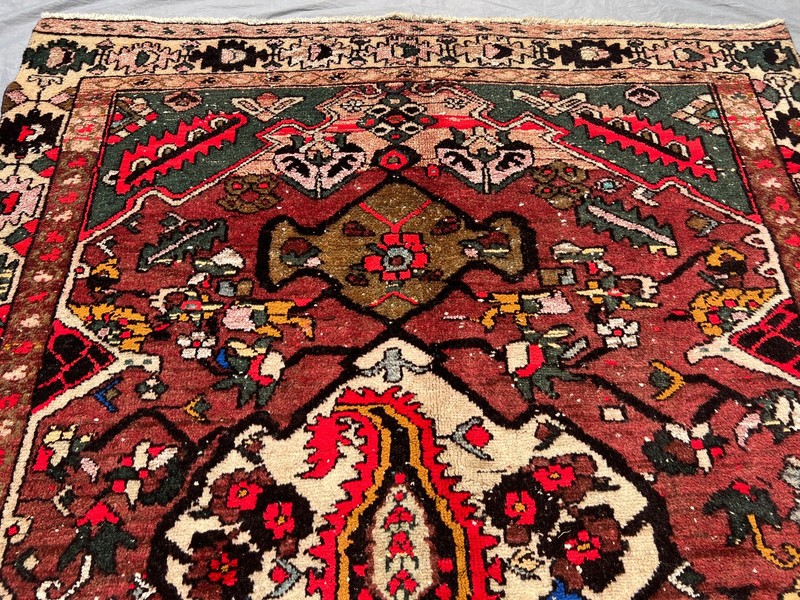 Terracotta Antique Caucasian Rug 5x7 ft Red Hand Knotted Geometric Faded Carpet gallery