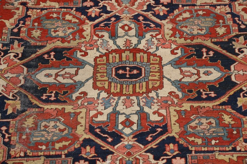 Antique Vegetable Dye Heriz Serapi Large Area Rug Hand-knotted Oriental 10'x11' gallery