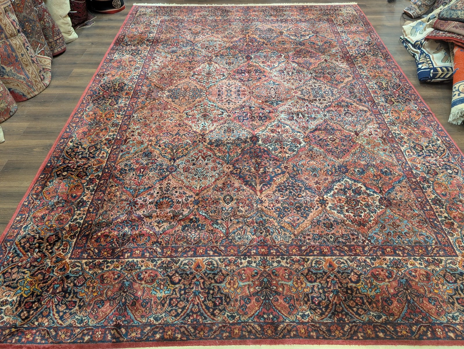 Antique Karastan Rug 8.8 x 12 Multicolor Panel Kirman #717, Wool gallery