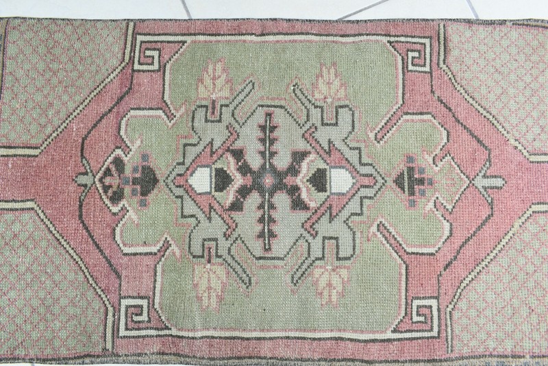 Anatolian Runner 3.1x1.7 ft Vintage Turkish Runner Oushak Runner Rug Y46 gallery
