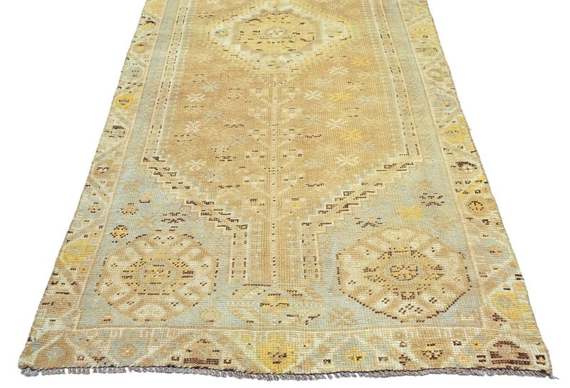 3'11 X 9'3 Vintage Wool Tribal Runner Rug Distressed Carpet Muted Colors 4X9 ft gallery