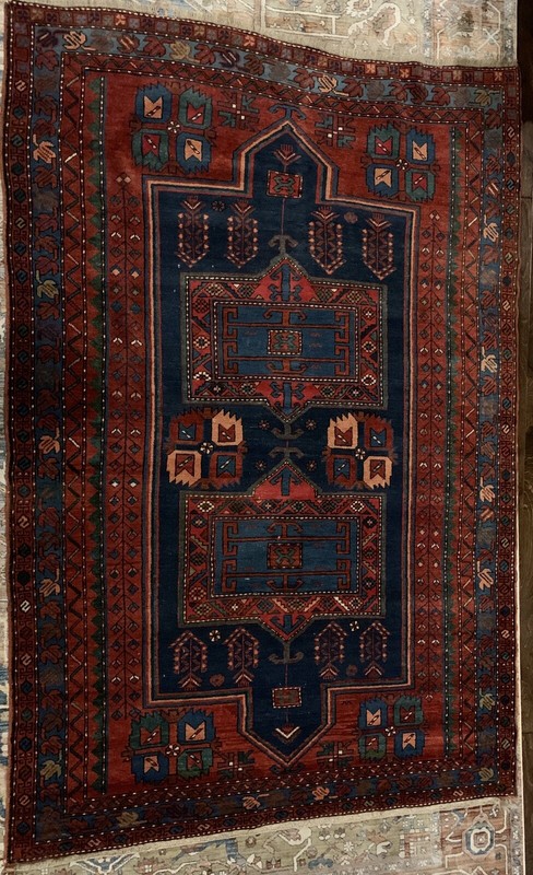 120+ Year Old Turkish Rug 1900s Antique. Handmade, Blue, Wool, 5.4 x 8.1 ft. gallery