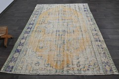 Oushak Turkish Vintage Rug 6×8 Kilim Rug Anatolian Handmade Boho Decor YELLOW