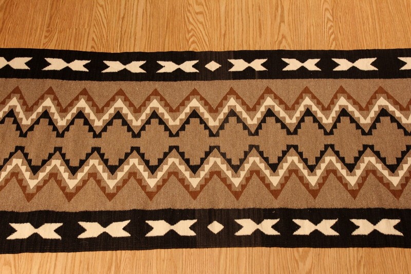 2'7" x 6'7" American Indian Navajo Two Gray Hills Rug Vintage Authentic Woven gallery