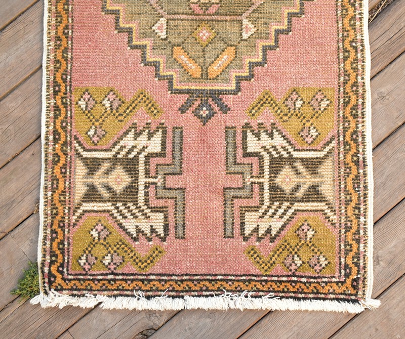 Turkish Carpet Hand Knotted 1x3 Size Door Mat Chair Multi Color Rug 55x105cm gallery