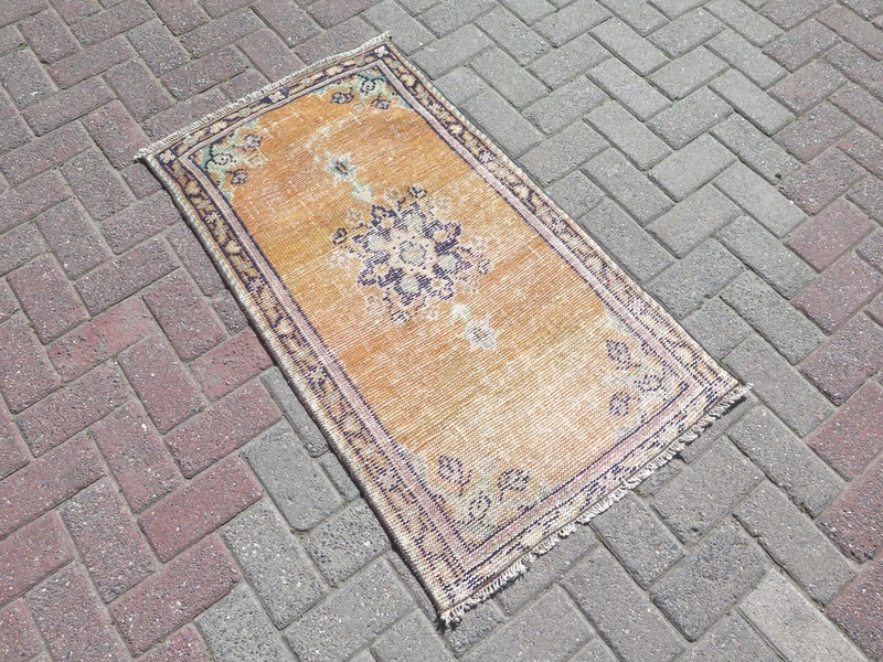 Turkish Wool Carpet, Home Decor Rugs, Handmade Teppich Boho Bedroom Rug 25"x46" gallery