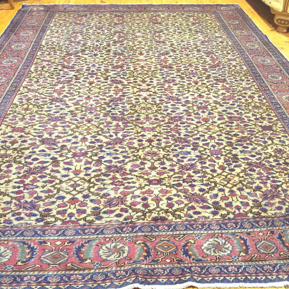 Genuine Ca1900-1939s Antique Wool Pile Turkish Hereke Rug 8x11ft