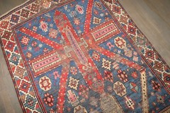 Antique Distressed Caucasian Karabagh Kurdish Rug Size 4’x8′
