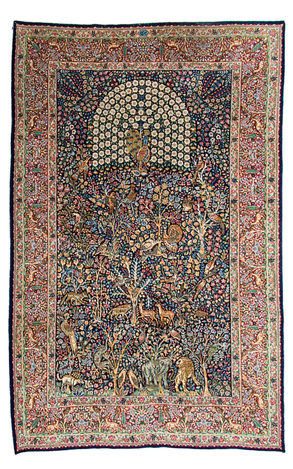 ANTIQUE FIINE SIGNED HONARY KIRMAN TREE OF LIFE ORIENTAL RUG 5.9x9 VEGY DYE gallery