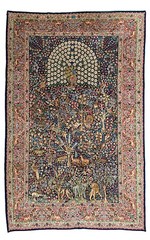 ANTIQUE FIINE SIGNED HONARY KIRMAN TREE OF LIFE ORIENTAL RUG 5.9×9 VEGY DYE