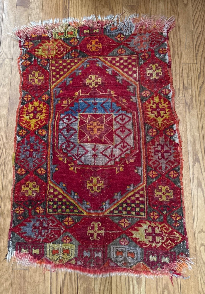 Antique Handmade Turkish Anatolian Wool Prayer Rug 3'3" x 2'1"
