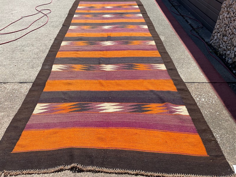 LONG WIDE HANDWOVEN COLORFUL RUNNER rug 5x12 Turkish kilim caucasian flatweave gallery