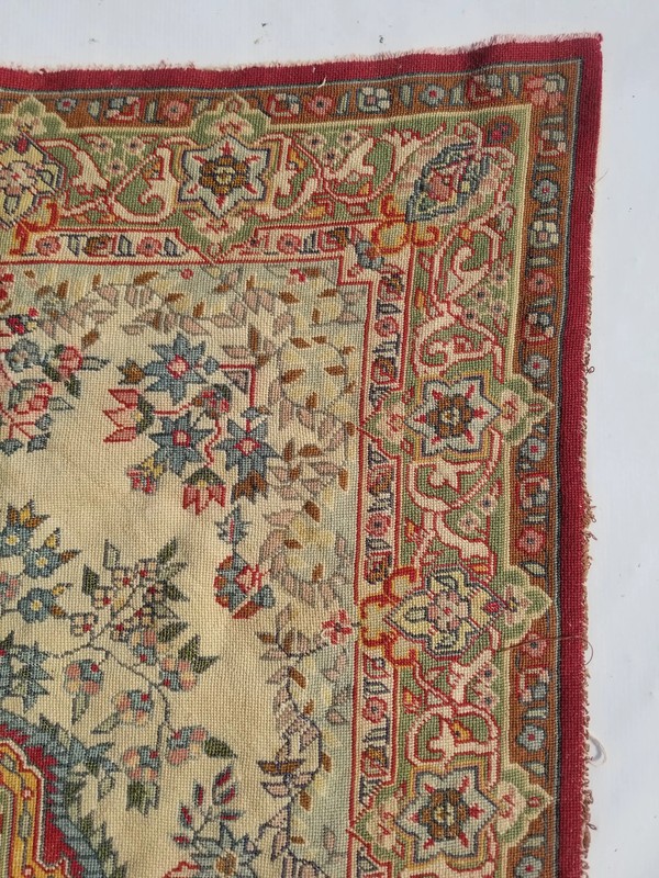 Vintage French Needle Point Handmade Floral Multicolor Wool Rug Carpet 143x92cm gallery