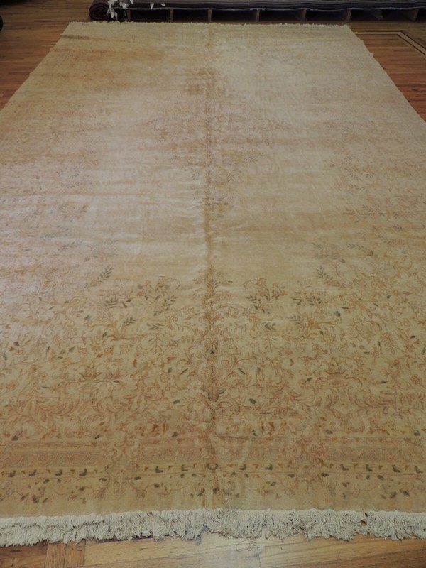 11x18 12x18 Antique Palace size Kermaan Oriental Area Rug Gold Beige wool gallery