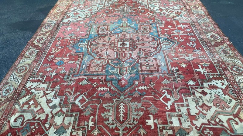 ANTIQUE HAND WOVEN KAZAK HERIZ SERAPI 11X11FT RUGS gallery