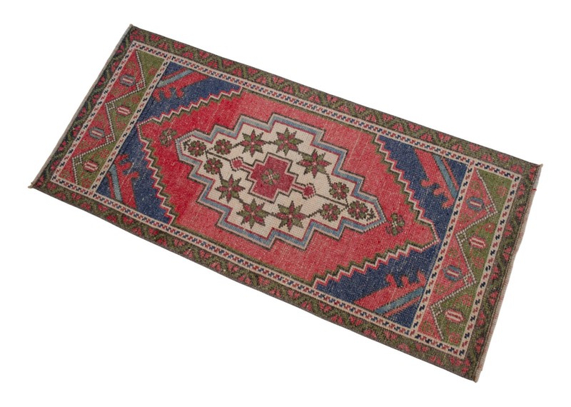 Vintage Turkish Rug Handmade Small Rug, Wool Doormat, Kitchen Rug, 2x4 ft approx gallery