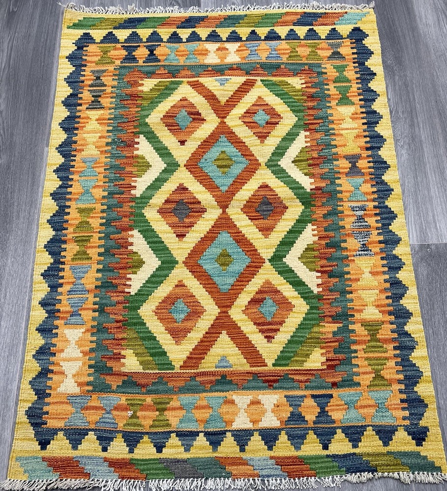 Vintage Kilim Traditional Hand Made Oriental Wool Kilim 4ftx3ft 123cmx87cm