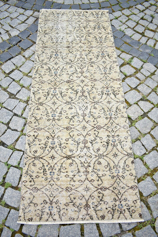 Turkish Rug 29'' x 79'' Vintage Muted Dye Rug Hand Knotted Rug Oushak Runner Rug gallery