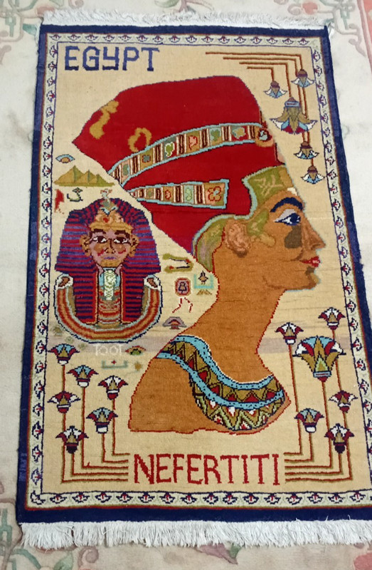 Egypt Made Carpet Handmade Beige Color 2 X 4 Ft Rug Nefertiti Pictorial Carpet gallery