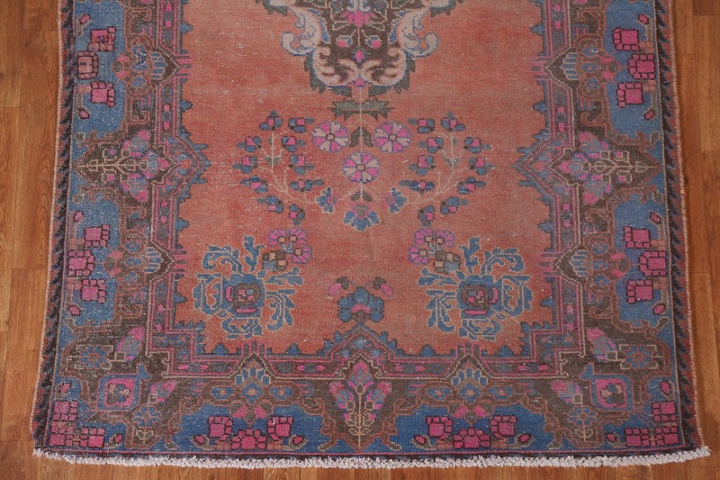 Handmade Coral Vintage Wool Carpet Over-Dyed Traditional Rug 5x10 Ft Tribal Rug gallery