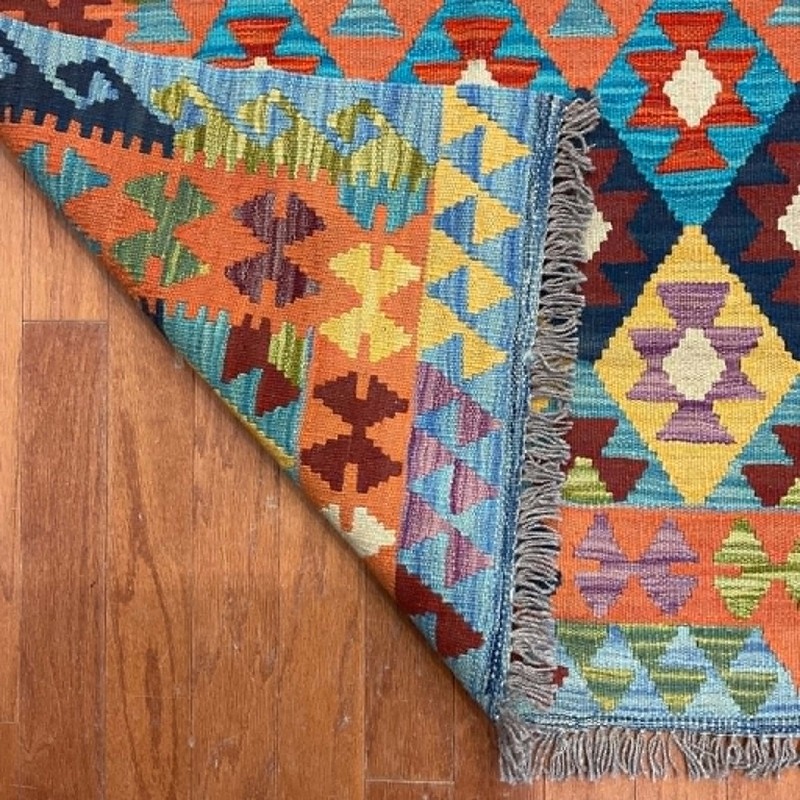 Afghan Hand-woven Mimana Kilim 100% Wool Area Rug (5'1" x 3'6") gallery