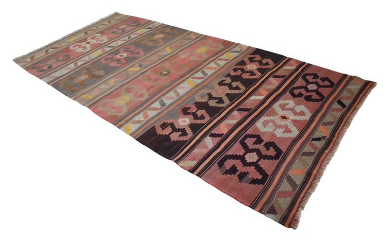 Handmade Turkish Rug Kilim 5x11 ft Organic Wool Flatweave Boho Vintage Area Rug gallery