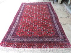7x11ft. Vintage Turkoman Yamoud KepseGul Bokharra Wool Room Size Rug