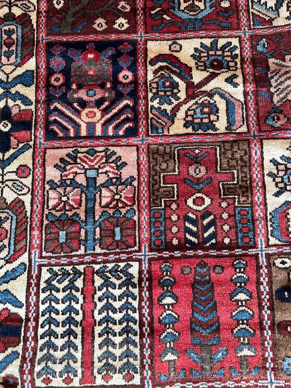 Handmade Turkish Vintage Rug,Pink & Blue 4 Seasons Design, Light Distress, 5x10 gallery