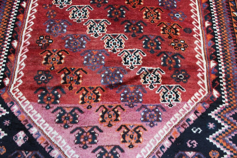 VINTAGE PERSIAN ORIENTAL QASHQAI RUG WITH DIAGONAL BOTEH DESIGN 230 X 148 CM gallery