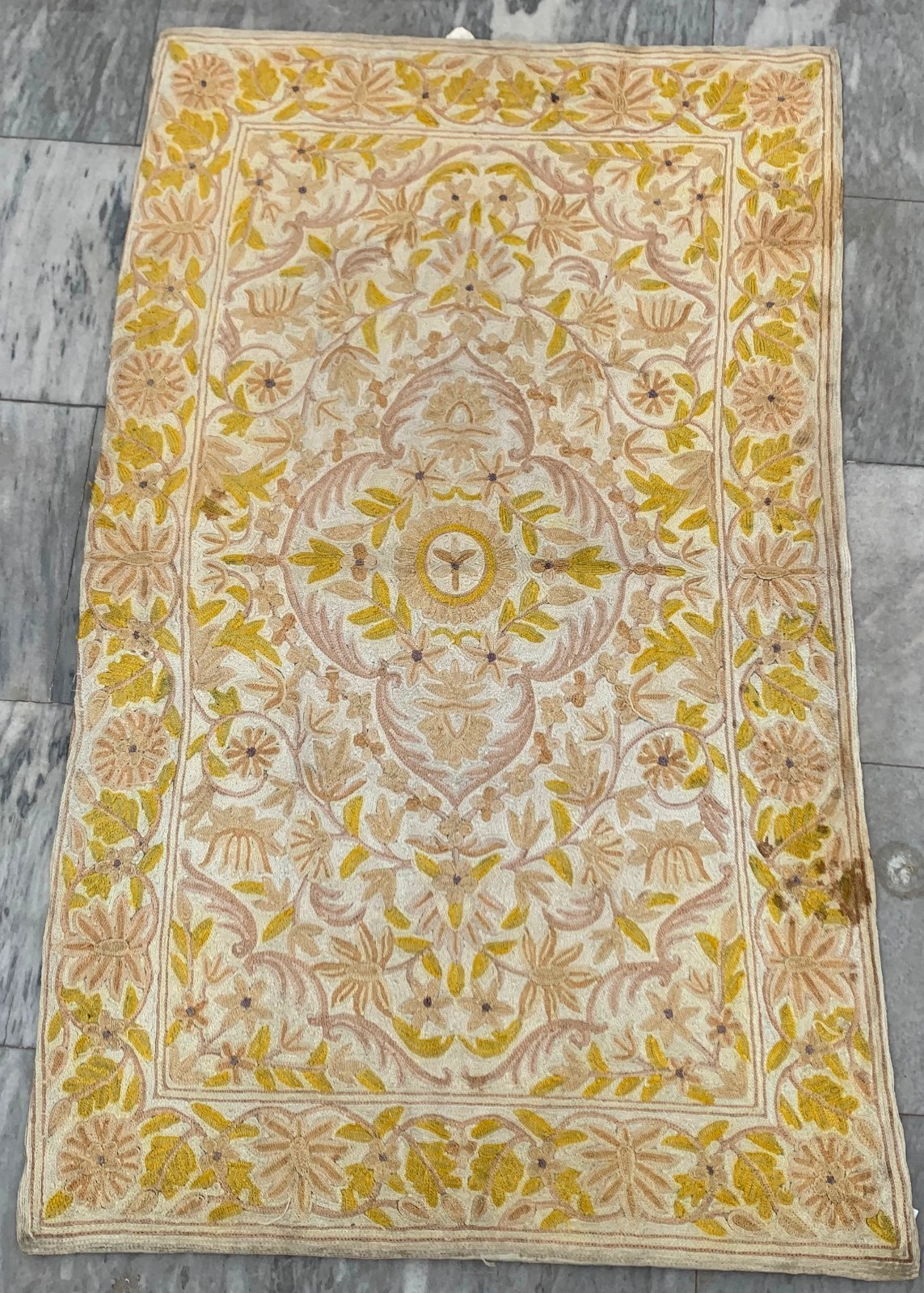 Vintage Aubusson Rug: Hand-woven Chain Stitch Carpet, Home Decor 2x4 ft gallery