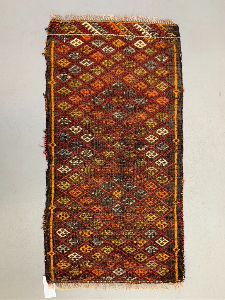 Vintage Turkish Mini Kilim 99x52 cm Wool Small Kelim Runner, shabby Chic gallery
