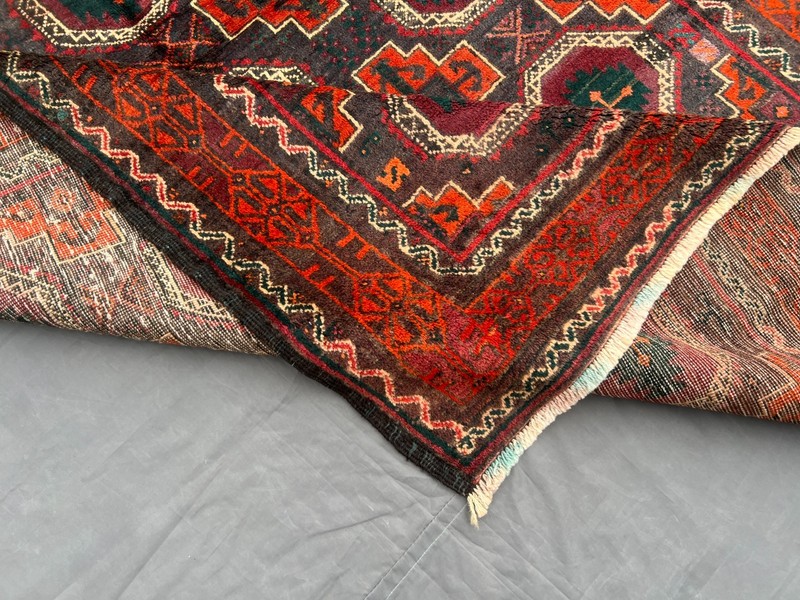 Vintage Caucasian Runner Rug 4'4x9'7 Red Green Handknotted Pillpai Tribal Carpet gallery