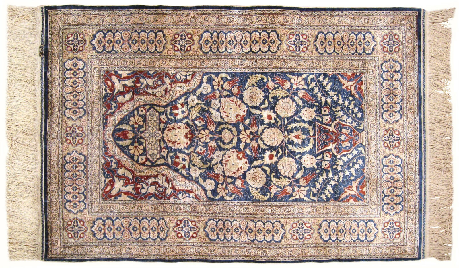 Antique Turkish Hereke Oriental Rug with Weaver's Mark in Small Size, Silk Pile gallery