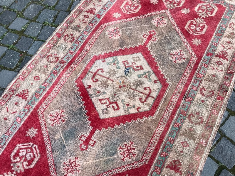 Turkish Antique rug Bohemian Area rug Oushak rug Vintage Rug Handmade Wool rug gallery